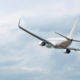 Airplane flying in the beautiful sky